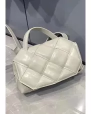 Mia Padded Leather Top Handle Bag Cream