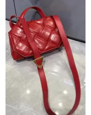 Mia Padded Leather Top Handle Bag Red