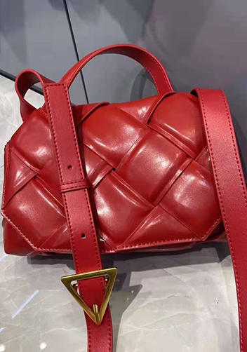 Mia Padded Leather Top Handle Bag Red