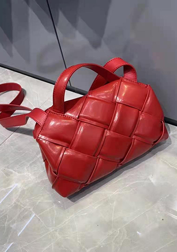 Mia Padded Leather Top Handle Bag Red