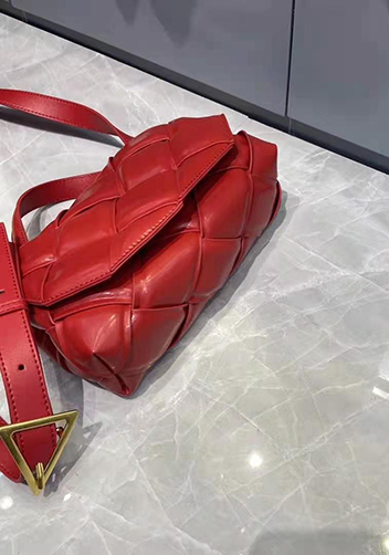 Mia Padded Leather Top Handle Bag Red