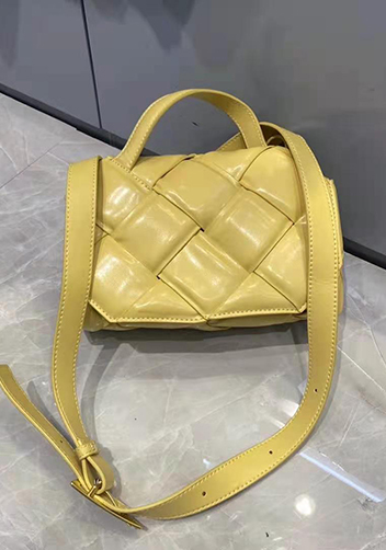 Mia Padded Leather Top Handle Bag Yellow