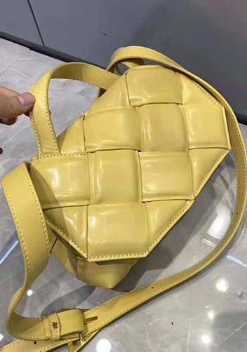 Mia Padded Leather Top Handle Bag Yellow
