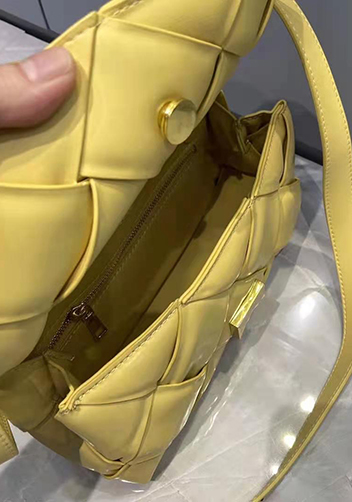 Mia Padded Leather Top Handle Bag Yellow