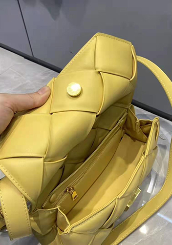 Mia Padded Leather Top Handle Bag Yellow