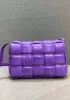 Mia Plaid Square Leather Medium Shoulder Bag Purple