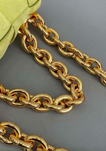Mia Leather Chain Medium Shoulder Suede Bag Yellow