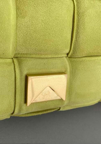 Mia Leather Chain Medium Shoulder Suede Bag Yellow