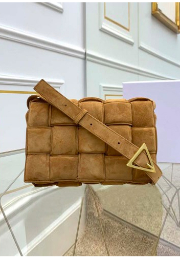 Mia Leather Medium Shoulder Suede Bag Brown
