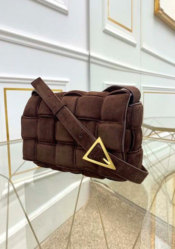 Mia Leather Medium Shoulder Suede Bag Chocolate