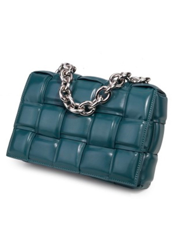 Mia Leather Chain Medium Shoulder Bag Dark Green