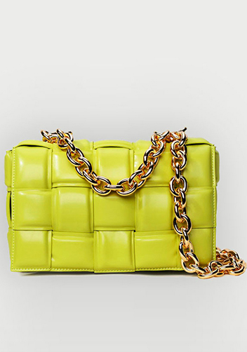 Mia Leather Chain Medium Shoulder Bag Kiwi