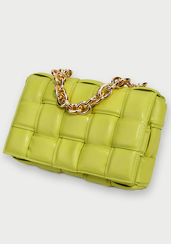 Mia Leather Chain Medium Shoulder Bag Kiwi