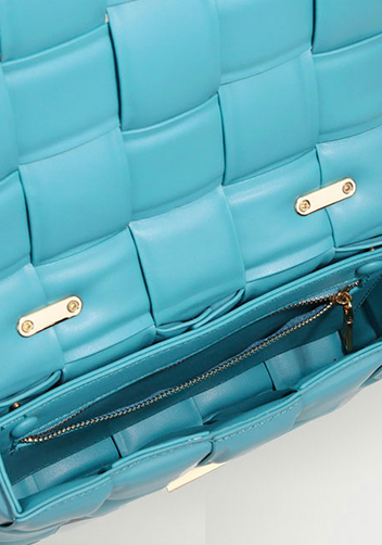 Mia Leather Chain Medium Shoulder Bag Light Blue