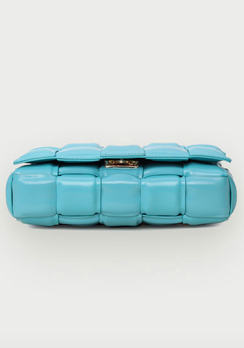 Mia Leather Chain Medium Shoulder Bag Light Blue