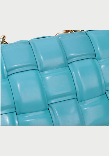 Mia Leather Chain Medium Shoulder Bag Light Blue