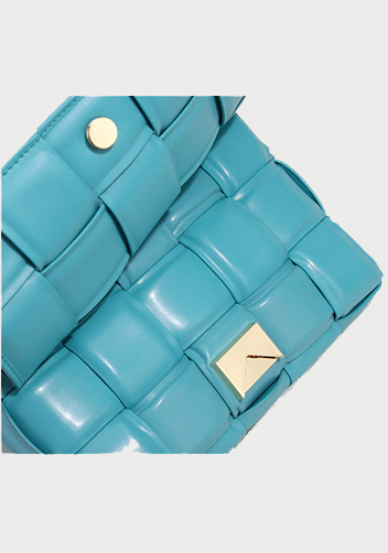 Mia Leather Chain Medium Shoulder Bag Light Blue