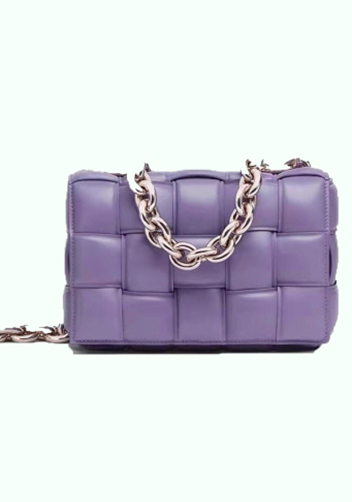 Mia Leather Chain Medium Shoulder Bag Purple