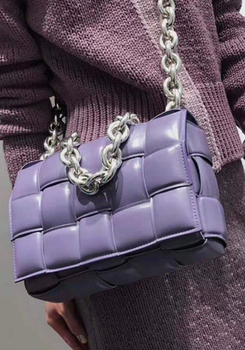Mia Leather Chain Medium Shoulder Bag Purple