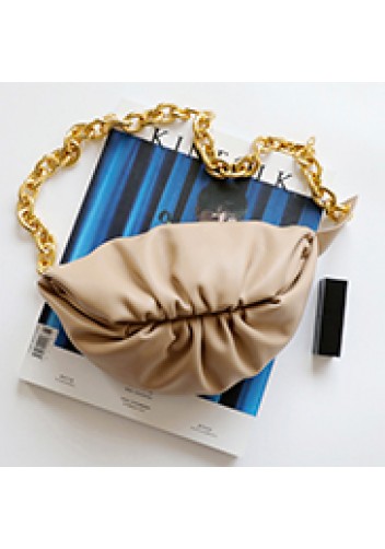 Dina Leather Chain Belt Bag Beige
