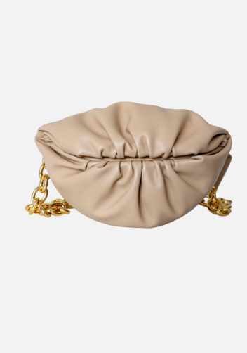 Dina Leather Chain Belt Bag Beige