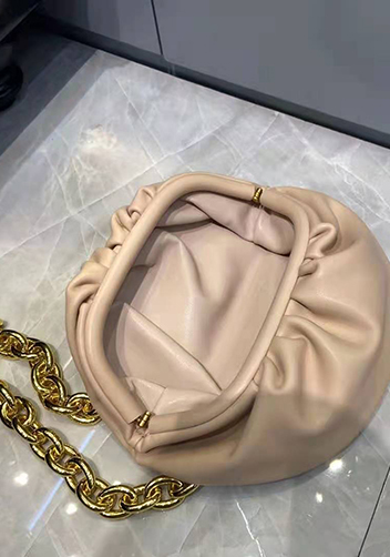 Dina Leather Chain Belt Bag Beige