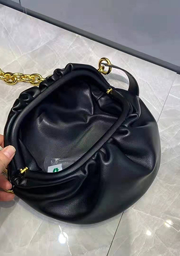 Dina Leather Chain Belt Bag Black