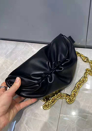 Dina Leather Chain Belt Bag Black