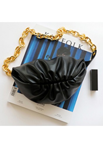 Dina Leather Chain Belt Bag Black