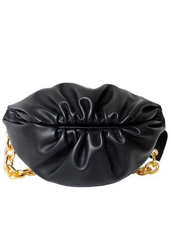 Dina Leather Chain Belt Bag Black