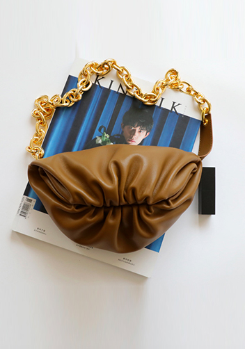 Dina Leather Chain Belt Bag Camel