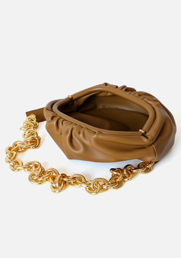 Dina Leather Chain Belt Bag Camel