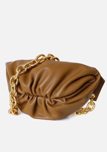 Dina Leather Chain Belt Bag Camel