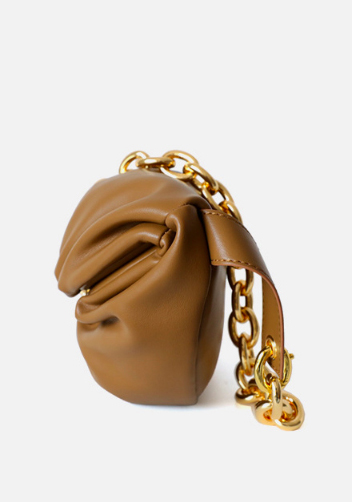 Dina Leather Chain Belt Bag Camel