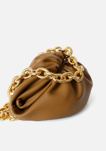 Dina Leather Chain Belt Bag Camel