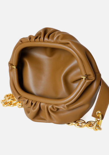 Dina Leather Chain Belt Bag Camel