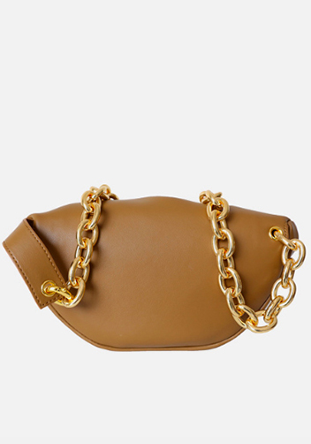 Dina Leather Chain Belt Bag Camel