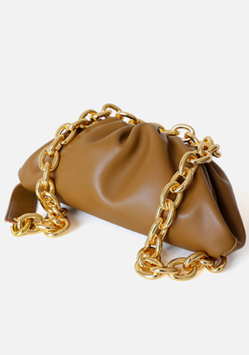 Dina Leather Chain Belt Bag Camel