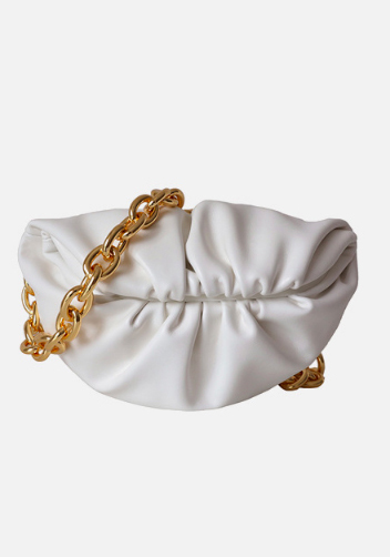 Dina Leather Chain Belt Bag Cream