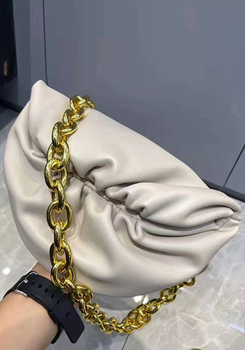 Dina Leather Chain Belt Bag Cream