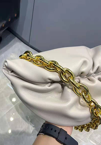 Dina Leather Chain Belt Bag Cream