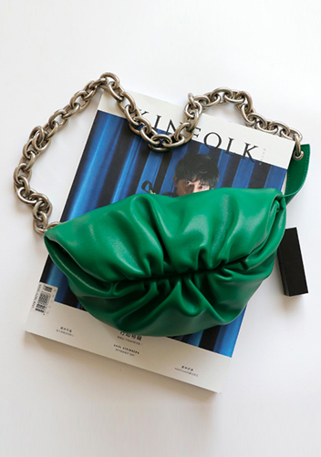 Dina Leather Chain Belt Bag Green