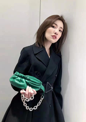 Dina Leather Chain Belt Bag Green