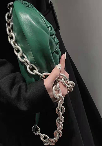 Dina Leather Chain Belt Bag Green
