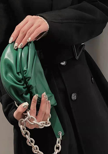 Dina Leather Chain Belt Bag Green