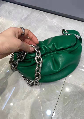 Dina Leather Chain Belt Bag Green