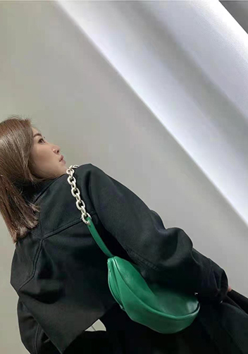 Dina Leather Chain Belt Bag Green