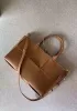 Mia Woven Leather 6 Squares Tote Camel