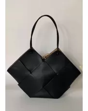Mia Medium Leather Tote Bag Black