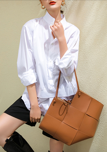 Mia Medium Leather Tote Bag Camel